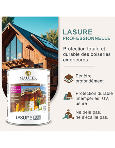 Lasure Bois Extérieur ne Pèle Pas - Manufacture française Mauler