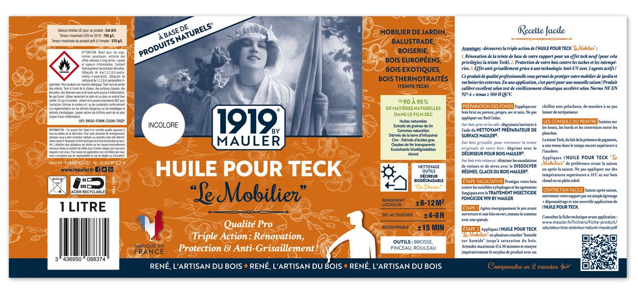Huile pour Teck 1919 BY MAULER